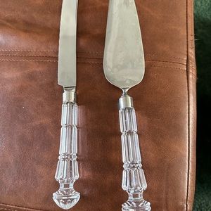 Vintage Waterford Crystal cake knife and serving set